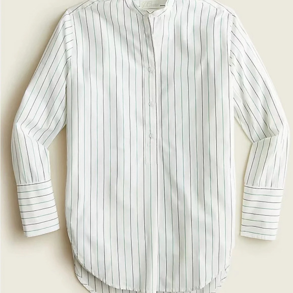 J. Crew Relaxed-fit collarless tunic shirt in striped poplin Popover Size 2 - Picture 12 of 12